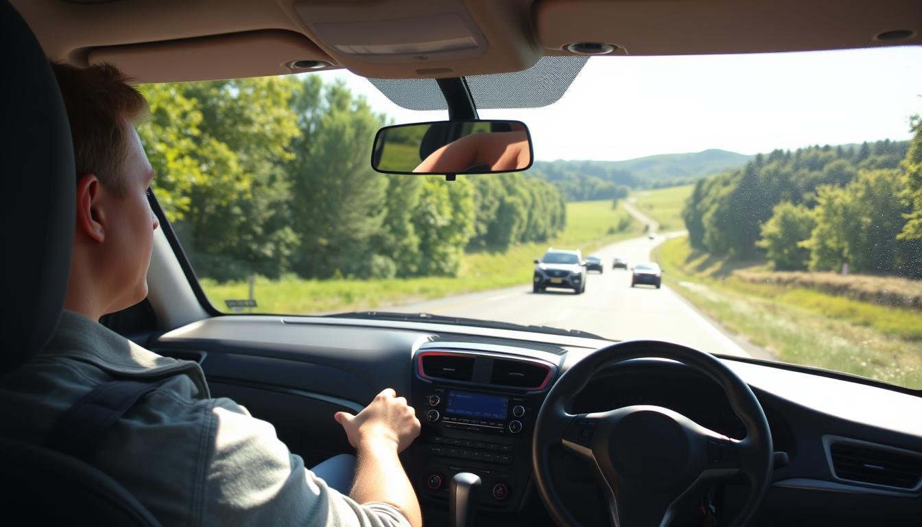 Student practicing maneuvers in a car, highlighting the importance of professional driver training in New York.