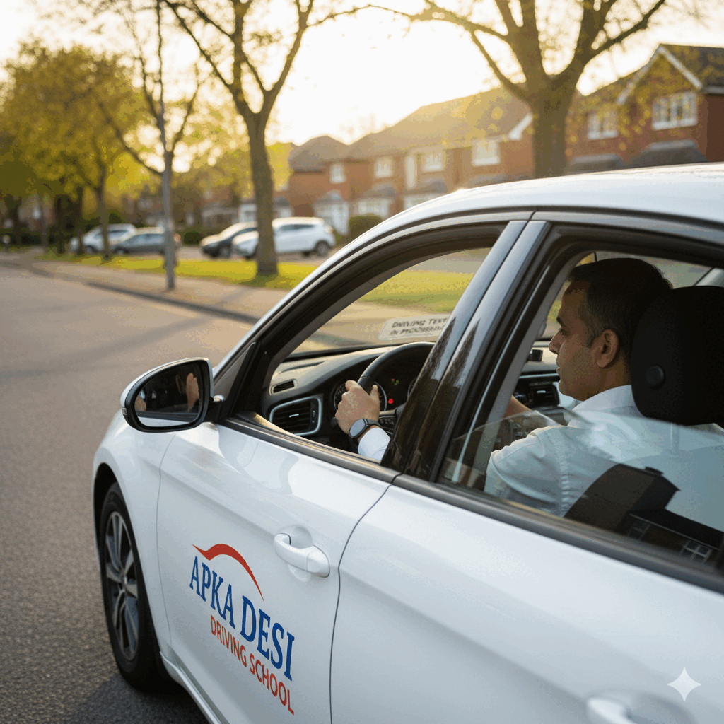 New driver building confidence on the road with 1st Class Driving School (Apka Desi)