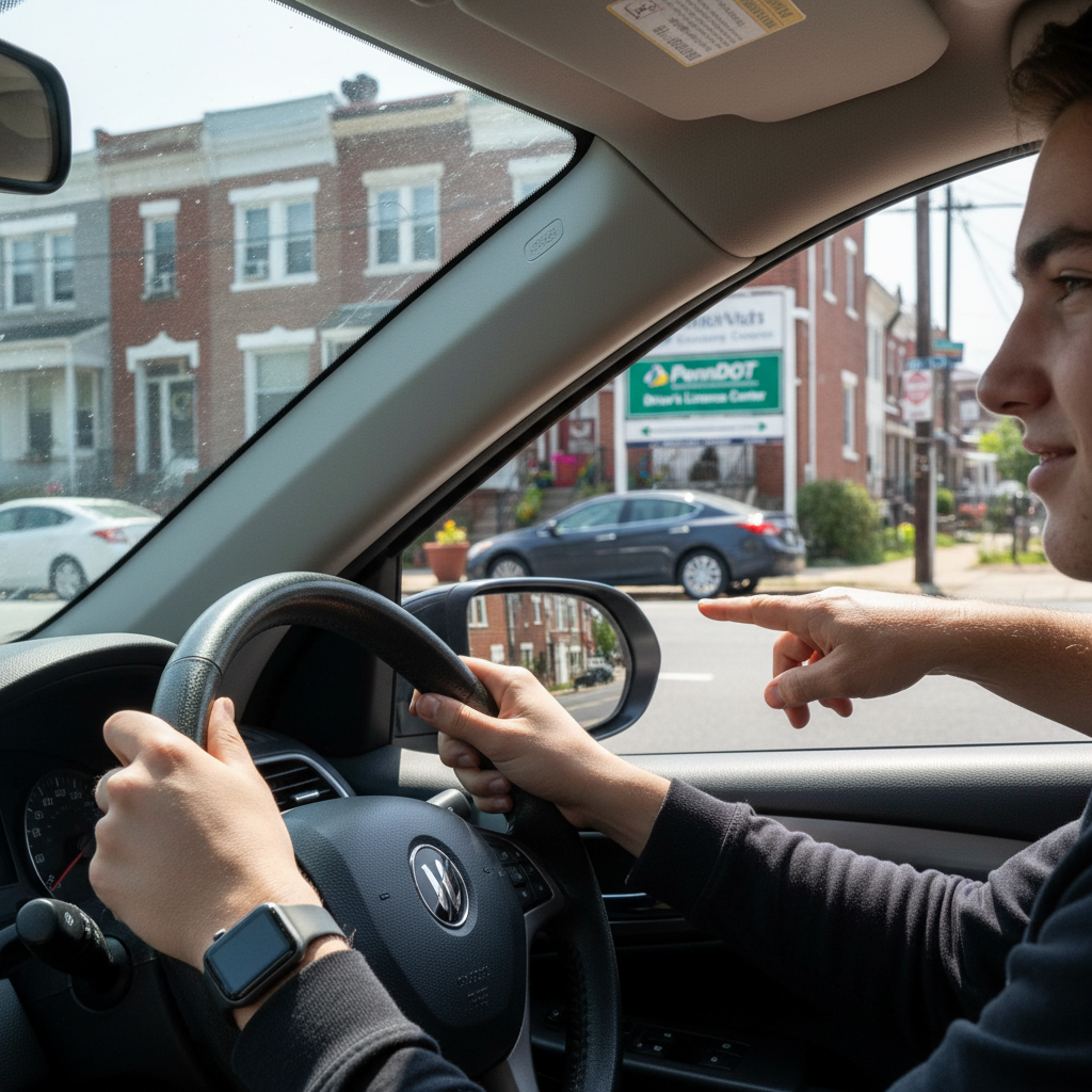 An infographic showing the steps to parallel park on a tight Philadelphia street.